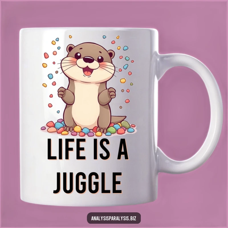 Funny Otter Juggling Mug: Cheerful Acrobat Design, an Absurdly Fun Gift Idea