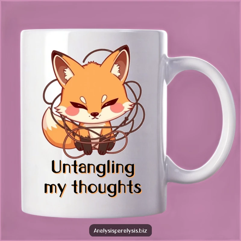 Funny Fox Tangled Mug: Curious Problem Solver Design, a Hilarious Gift for Thinkers