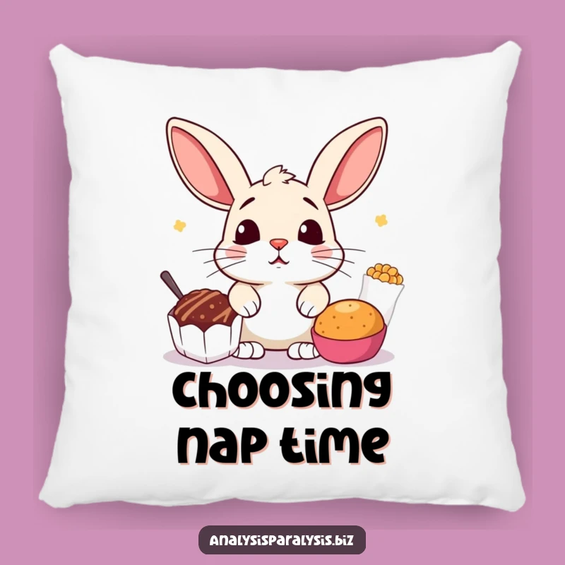 Funny Bunny Snack Pillow: Soft Indecisive Cushion, a Cozy and Funny Gift