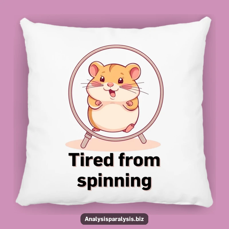 Funny Hamster Wheel Pillow: Cozy Motivational Cushion for Stuck Souls