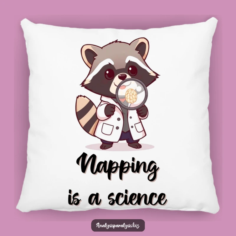 Funny Raccoon Scientist Pillow: Soft Lab Cushion, a Cozy and Funny Gift