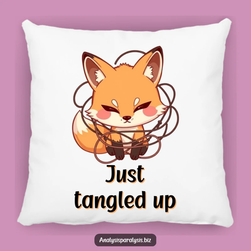 Funny Fox Tangled Pillow: Soft Thinker Cushion, a Cozy and Funny Gift