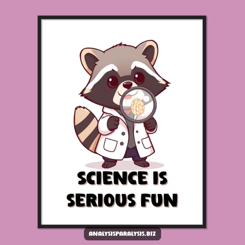 Funny Raccoon Scientist Poster: Tiny Lab Art Print, a Hilarious Decor Gift