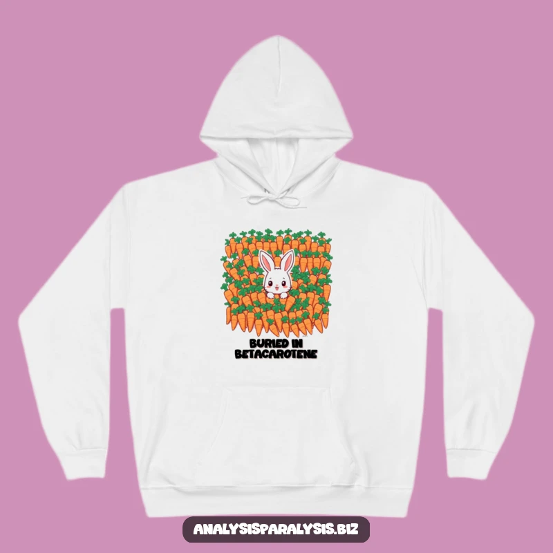 Funny Bunny Carrot Overload Hoodie: Cozy Tee for Overwhelmed Rabbit Lovers