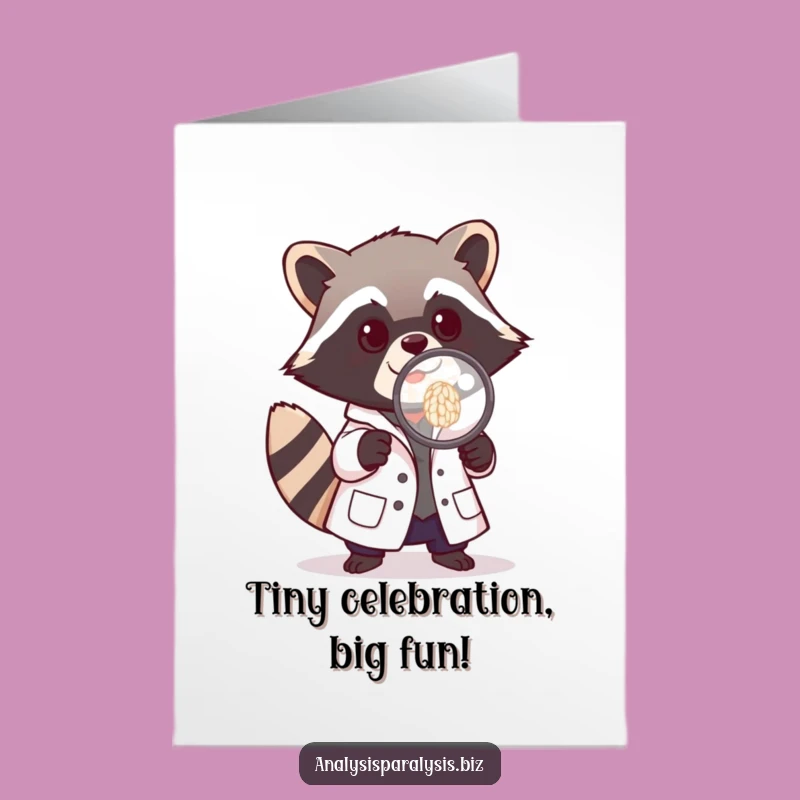 Free Printable Raccoon Birthday Card: Funny Scientist OTC Downloadable Card for Curious Minds!