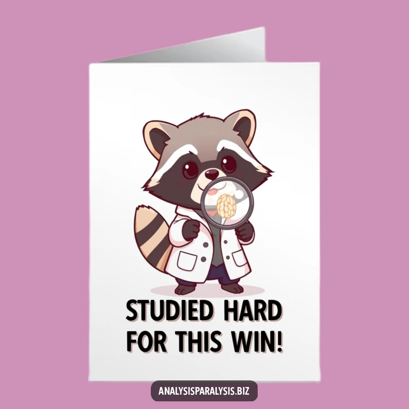 Free Printable Raccoon Congrats Card: Humorous Scientist OTC Downloadable for Breakthroughs!