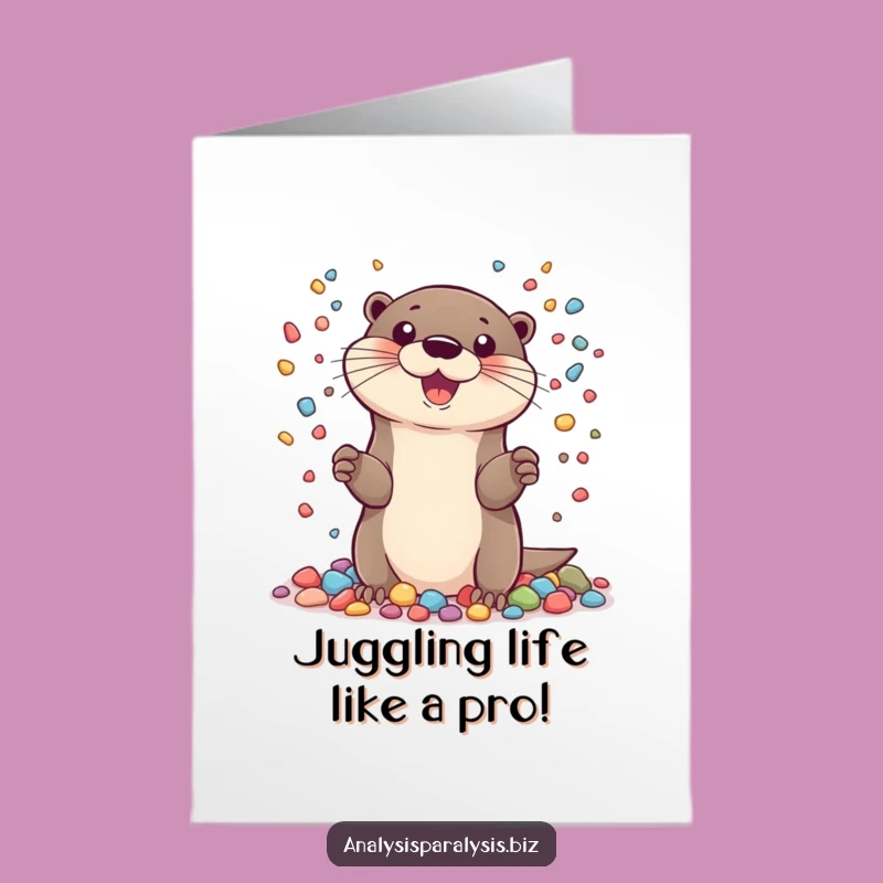 Free Printable Otter Congrats Card: Humorous Juggling OTC Downloadable for Accomplishments!