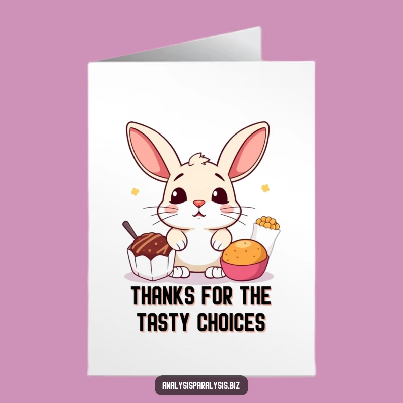Free Printable Bunny Thank You Card: Funny Snack Choice OTC Downloadable for Sweet Thanks!