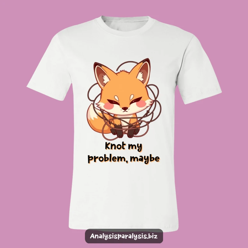 Funny Fox Tangled T-Shirt: Curious Thinker Tee, a Hilariously Confused Gift
